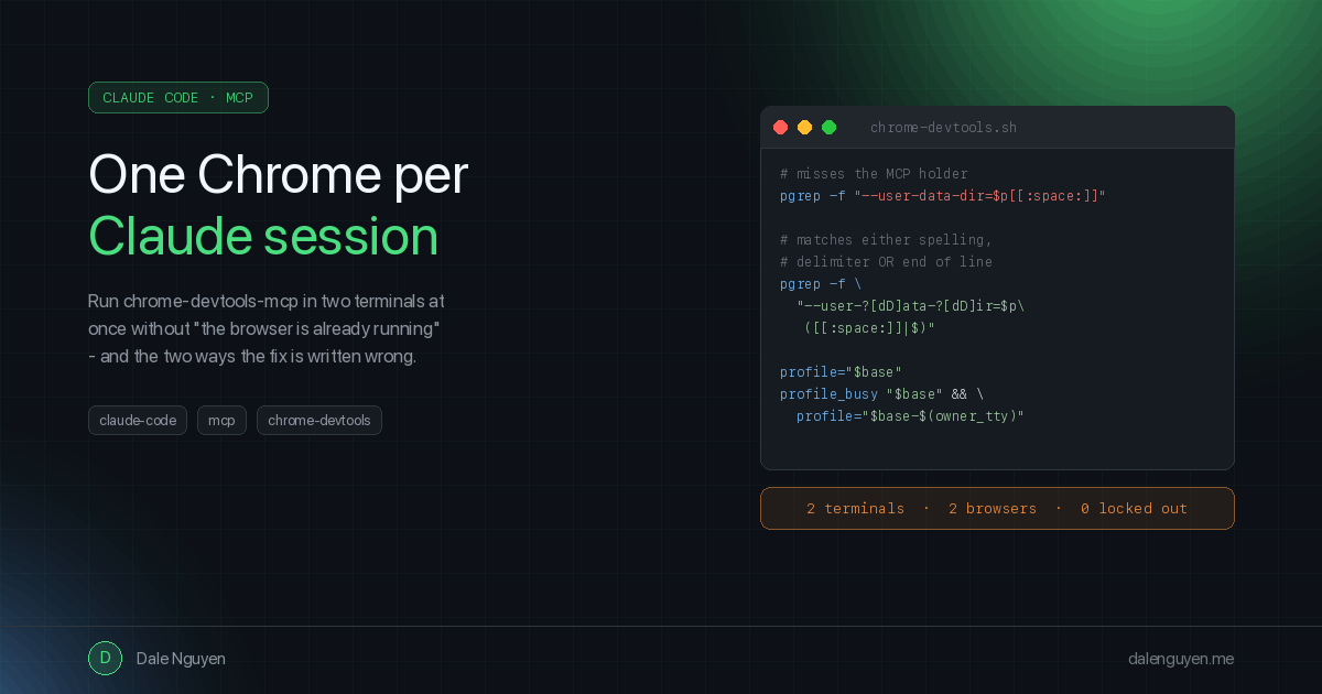 Running Chrome DevTools MCP in Multiple Claude Code Sessions