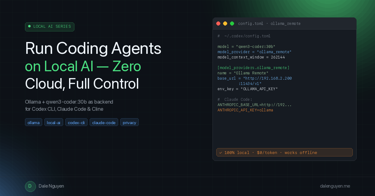 Run Coding Agents on Local AI — Zero Cloud, Full Control