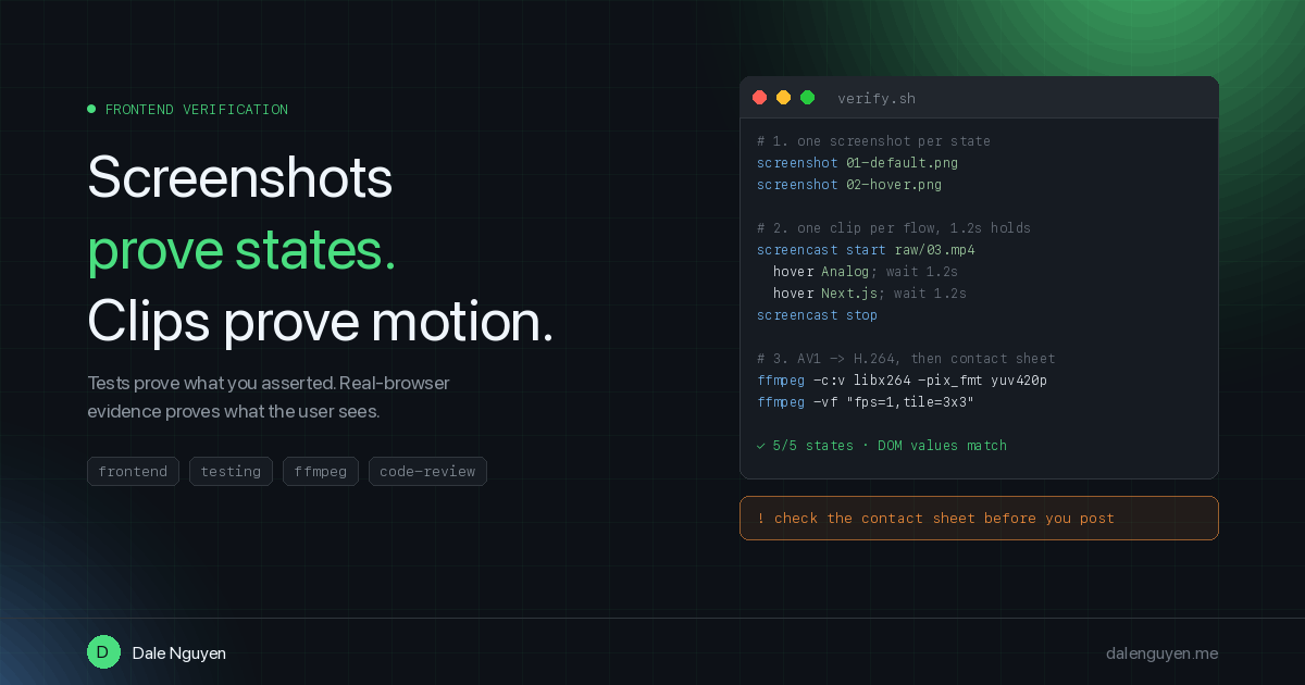 Screenshots Prove States, Screencasts Prove Motion